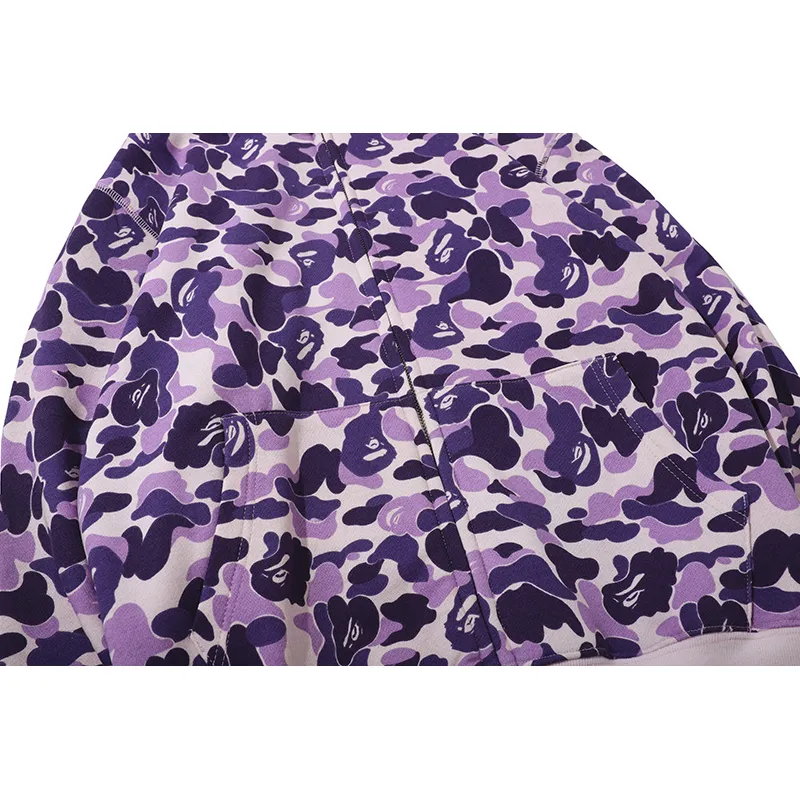 OBO BAPE Purple Camouflage Hooded Hoodie