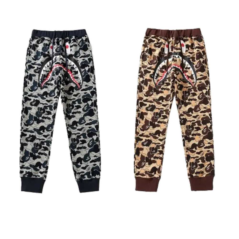 OBO BAPE Shark Head Cookie Camouflage Shark Trousers