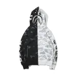 OBO BAPE Skull Dark Black And White Color Matching Hoodie