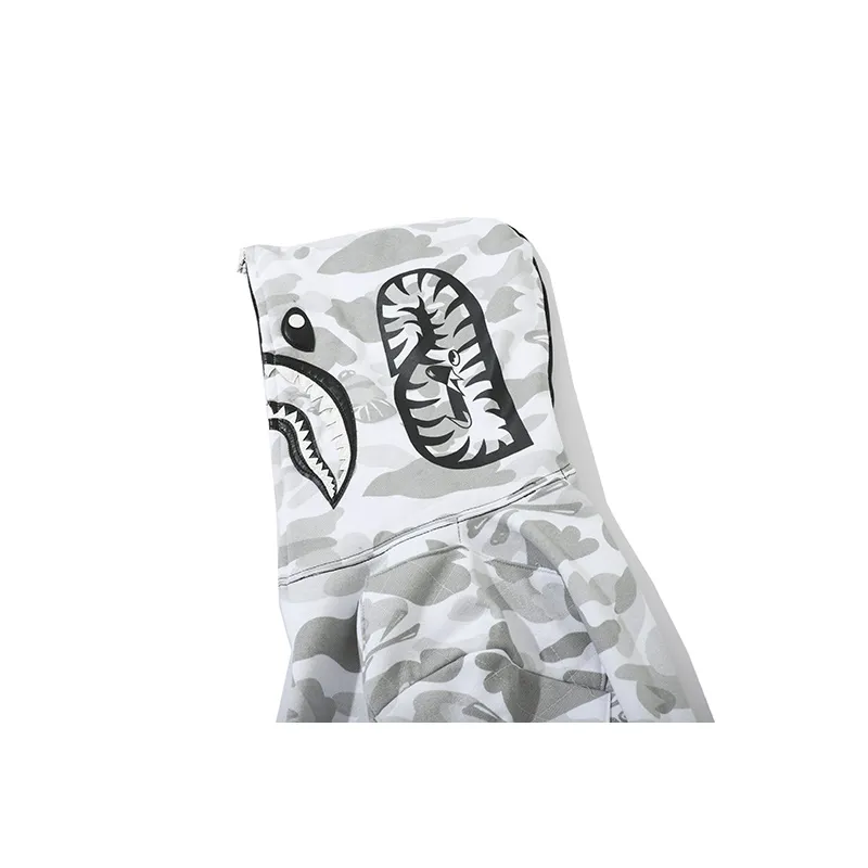 OBO BAPE Skull Dark Black And White Color Matching Hoodie