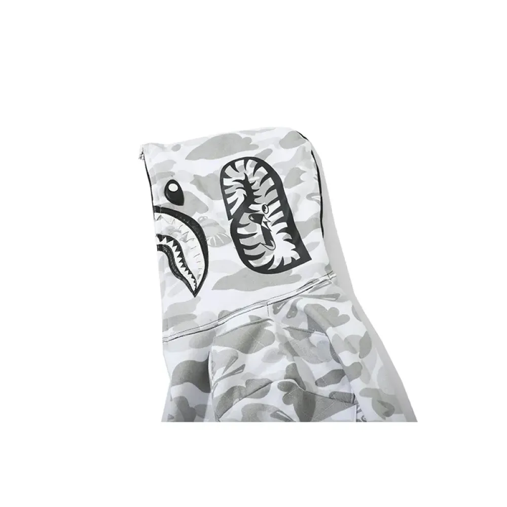 OBO BAPE Skull Dark Black And White Color Matching Hoodie