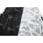 OBO BAPE Skull Dark Black And White Color Matching Hoodie