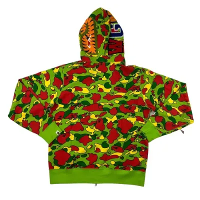 OBO BAPE Sta Camo Shark Full Zip Hoodie Green 02