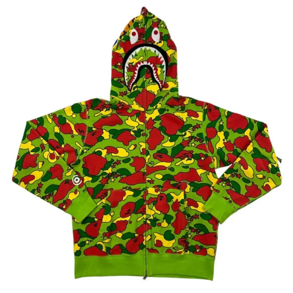 OBO BAPE Sta Camo Shark Full Zip Hoodie Green
