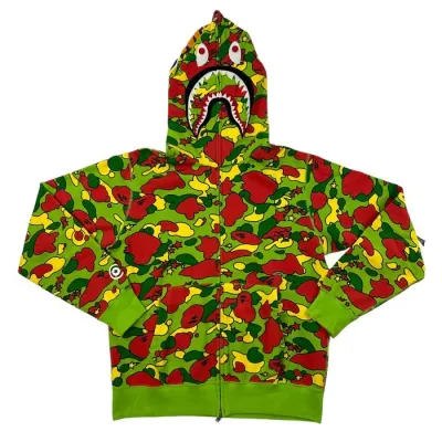 OBO BAPE Sta Camo Shark Full Zip Hoodie Green 01