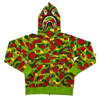 OBO BAPE Sta Camo Shark Full Zip Hoodie Green 01