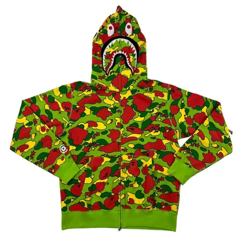 OBO BAPE Sta Camo Shark Full Zip Hoodie Green