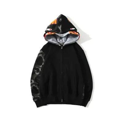 OBO BAPE Tiger Head Double Hood Camouflage Patchwork Hoodie 02