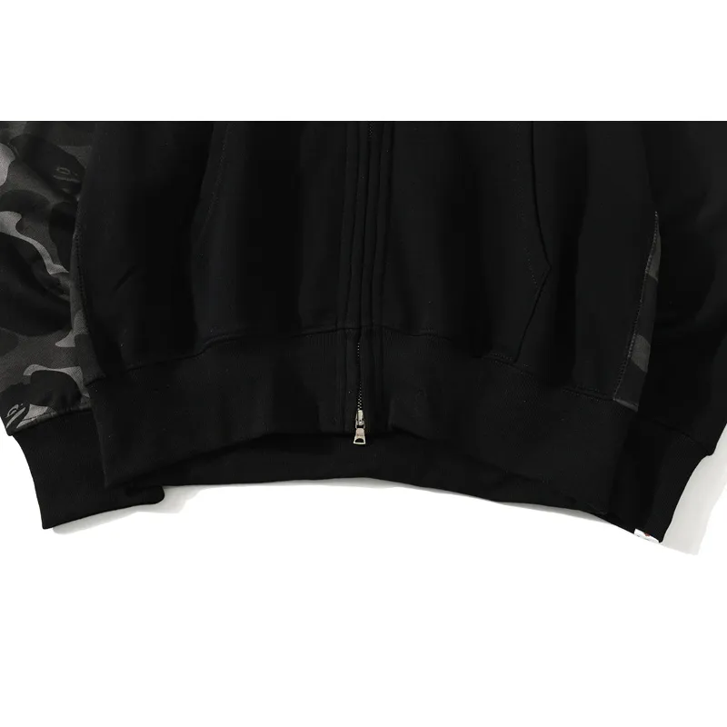 OBO BAPE Tiger Head Double Hood Camouflage Patchwork Hoodie
