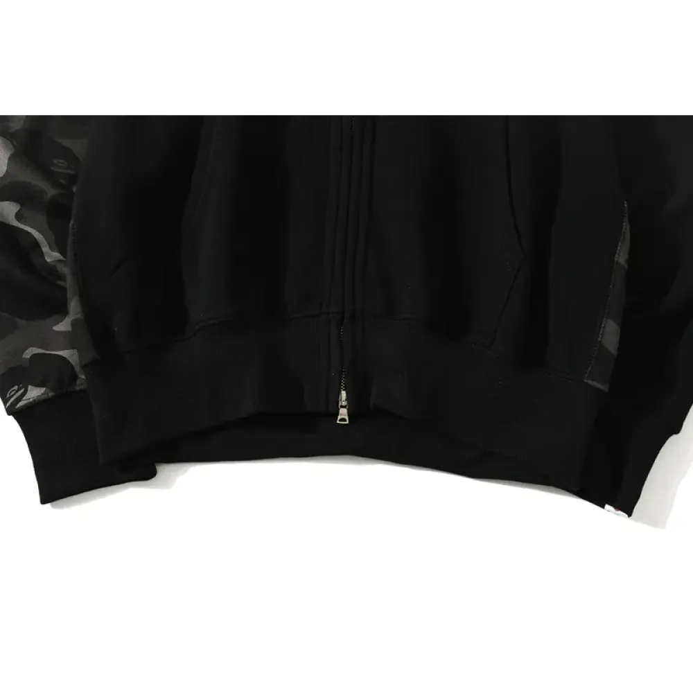 OBO BAPE Tiger Head Double Hood Camouflage Patchwork Hoodie