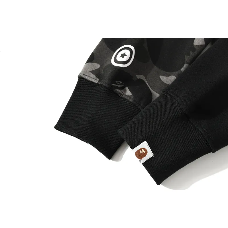 OBO BAPE Tiger Head Double Hood Camouflage Patchwork Hoodie