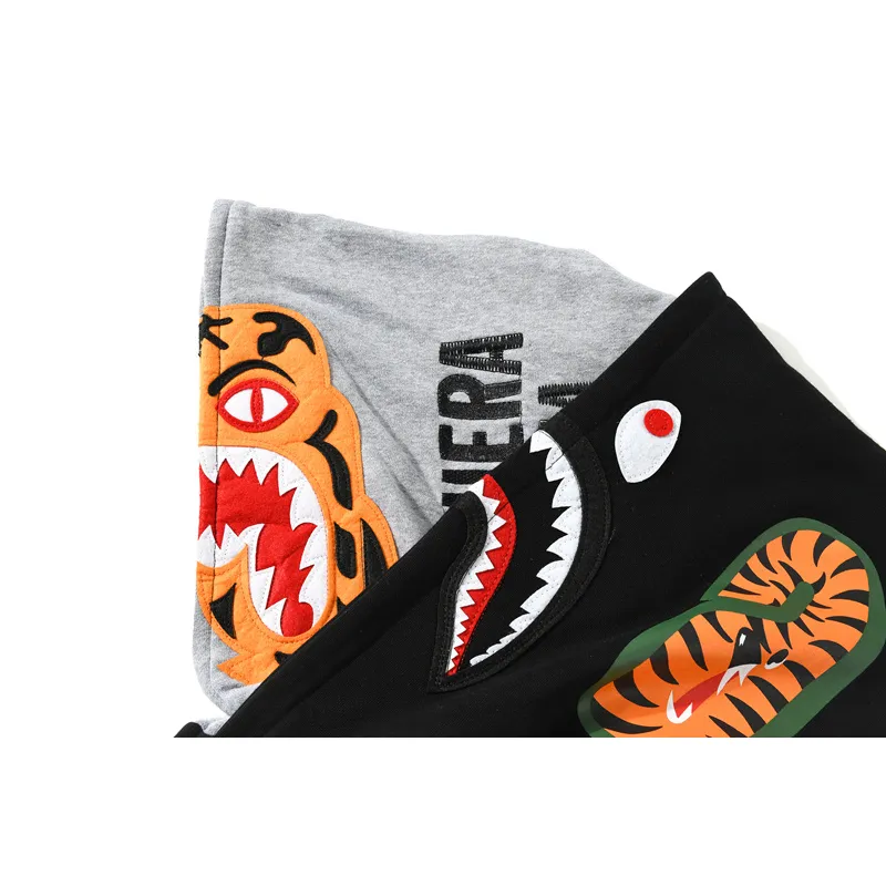 OBO BAPE Tiger Head Double Hood Camouflage Patchwork Hoodie