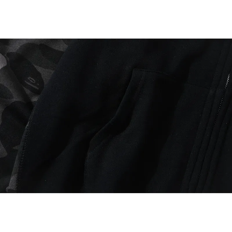 OBO BAPE Tiger Head Double Hood Camouflage Patchwork Hoodie