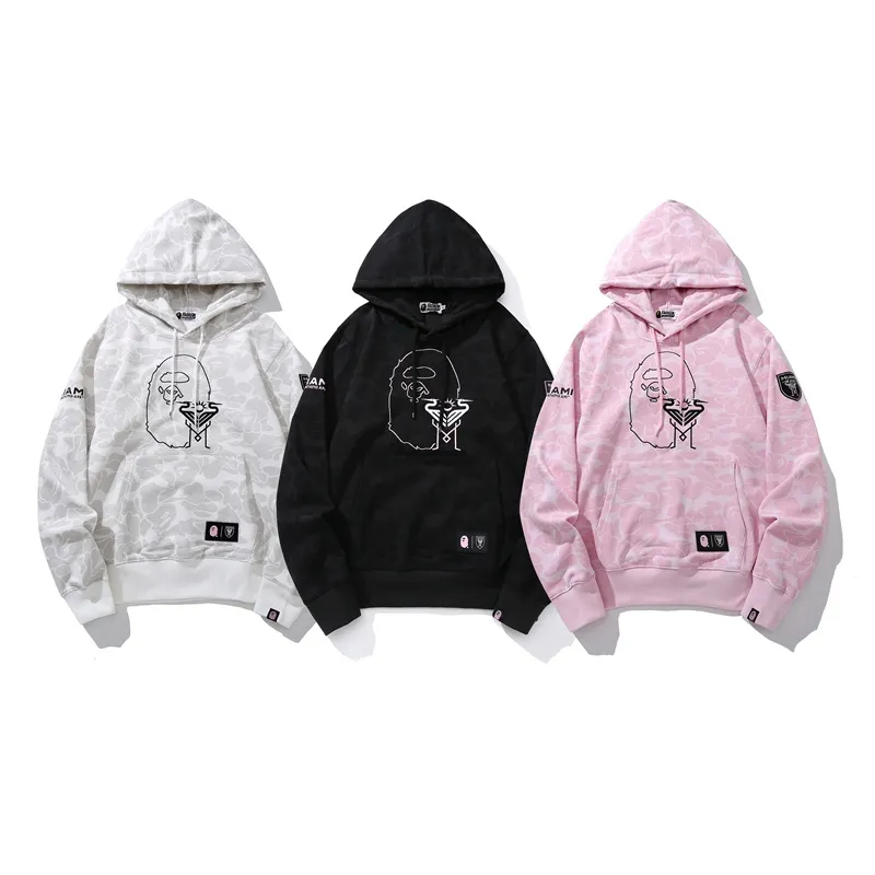 OBO BAPE x Inter Miami CF Camo Pullover Hoodie Pink & Black & White