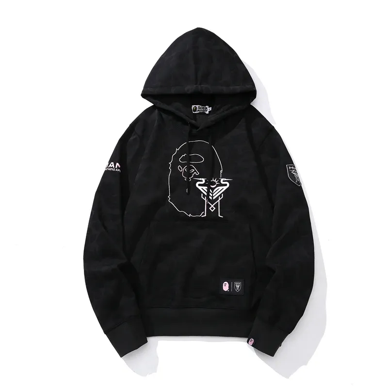 OBO BAPE x Inter Miami CF Camo Pullover Hoodie Pink & Black & White