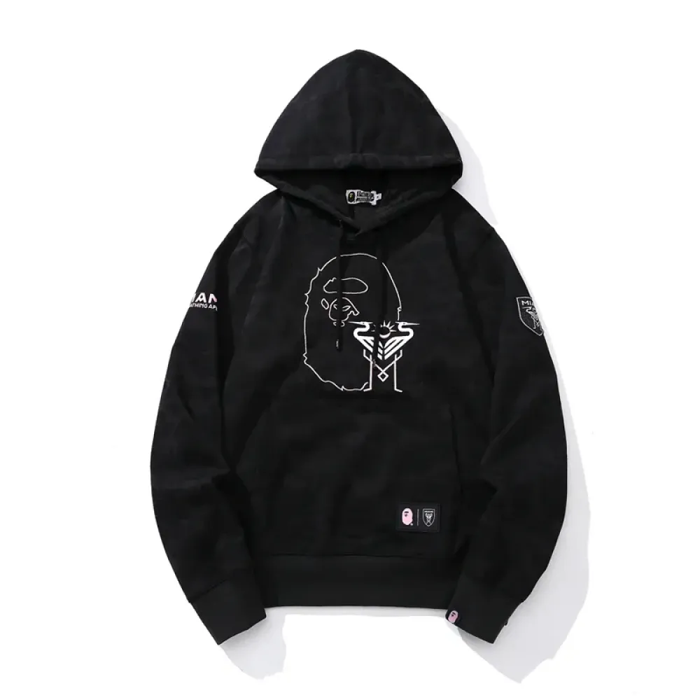 OBO BAPE x Inter Miami CF Camo Pullover Hoodie Pink & Black & White