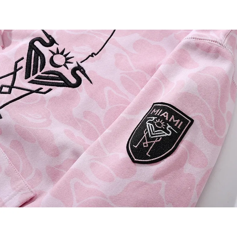 OBO BAPE x Inter Miami CF Camo Pullover Hoodie Pink & Black & White