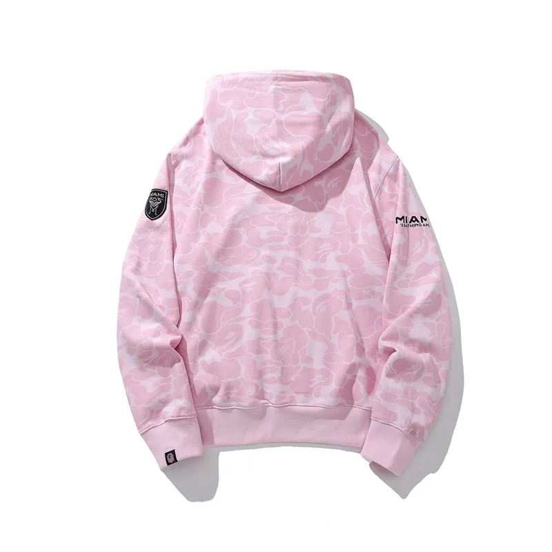 OBO BAPE x Inter Miami CF Camo Pullover Hoodie Pink & Black & White