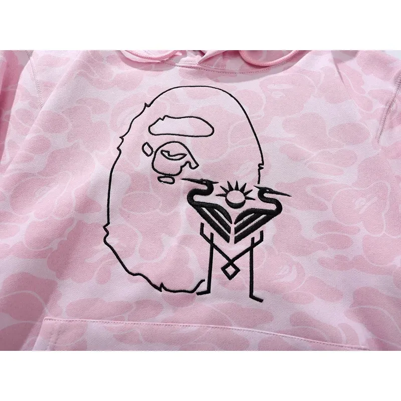 OBO BAPE x Inter Miami CF Camo Pullover Hoodie Pink & Black & White