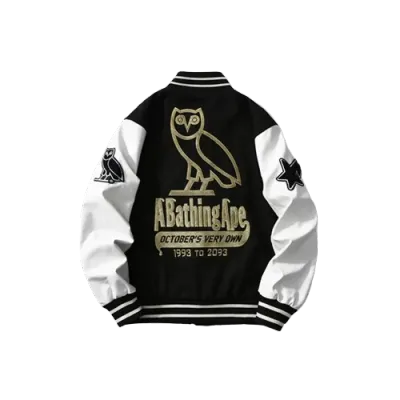 OBO BAPE x OVO Varsity Jacket Black 02