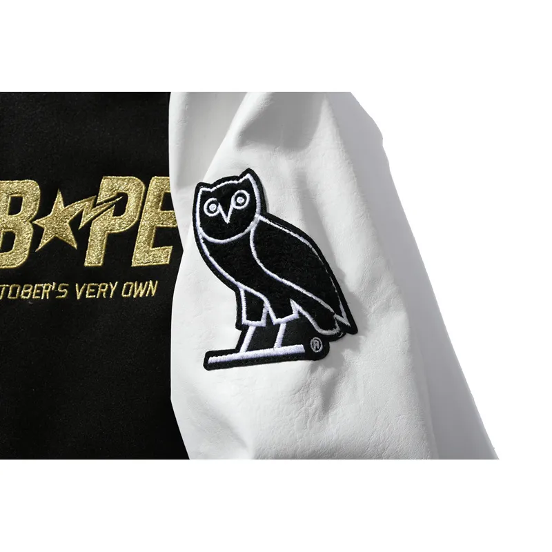 OBO BAPE x OVO Varsity Jacket Black