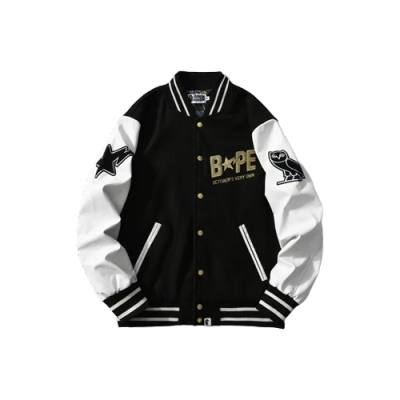 OBO BAPE x OVO Varsity Jacket Black 01