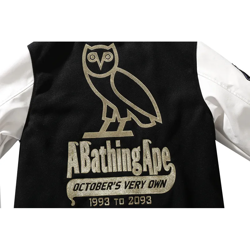 OBO BAPE x OVO Varsity Jacket Cotton Coat Black