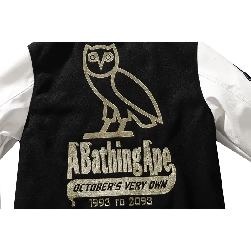 OBO BAPE x OVO Varsity Jacket Cotton Coat Black