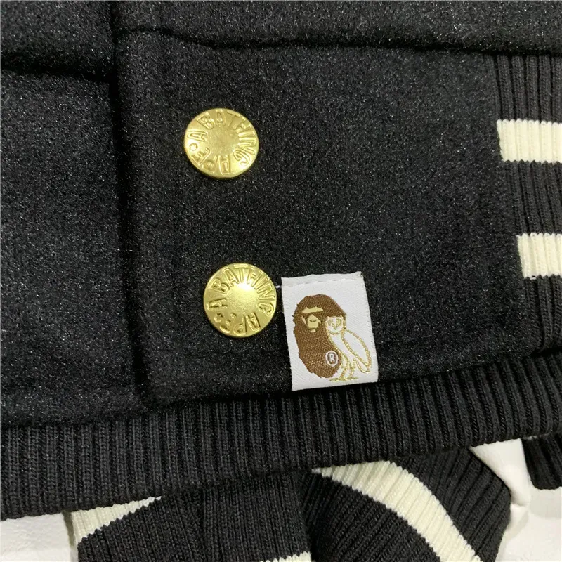OBO BAPE x OVO Varsity Jacket Cotton Coat Black