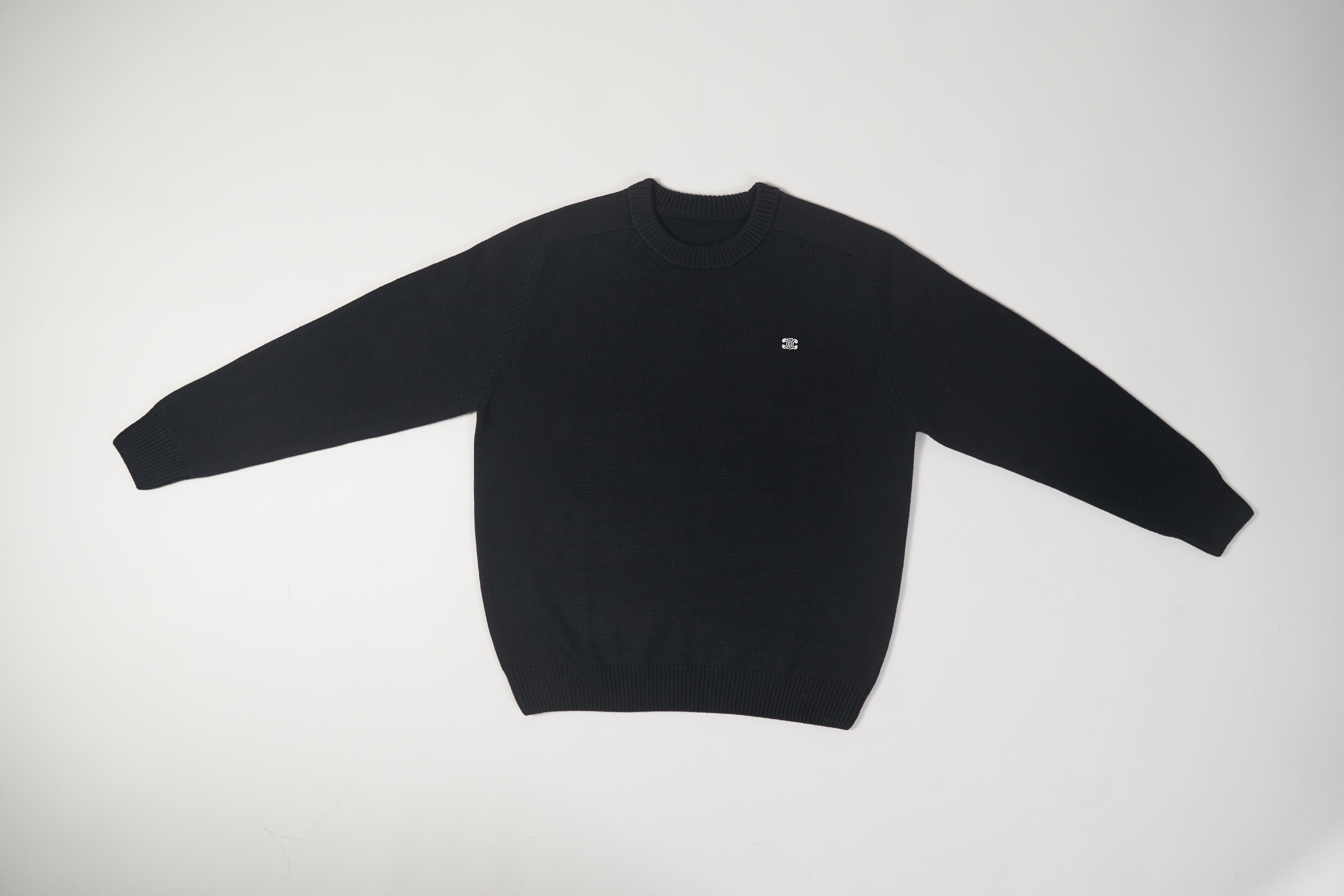 OBO CREW NECK SWEATER IN WOOL AND CASHMERE BLACK / OFF WHITE