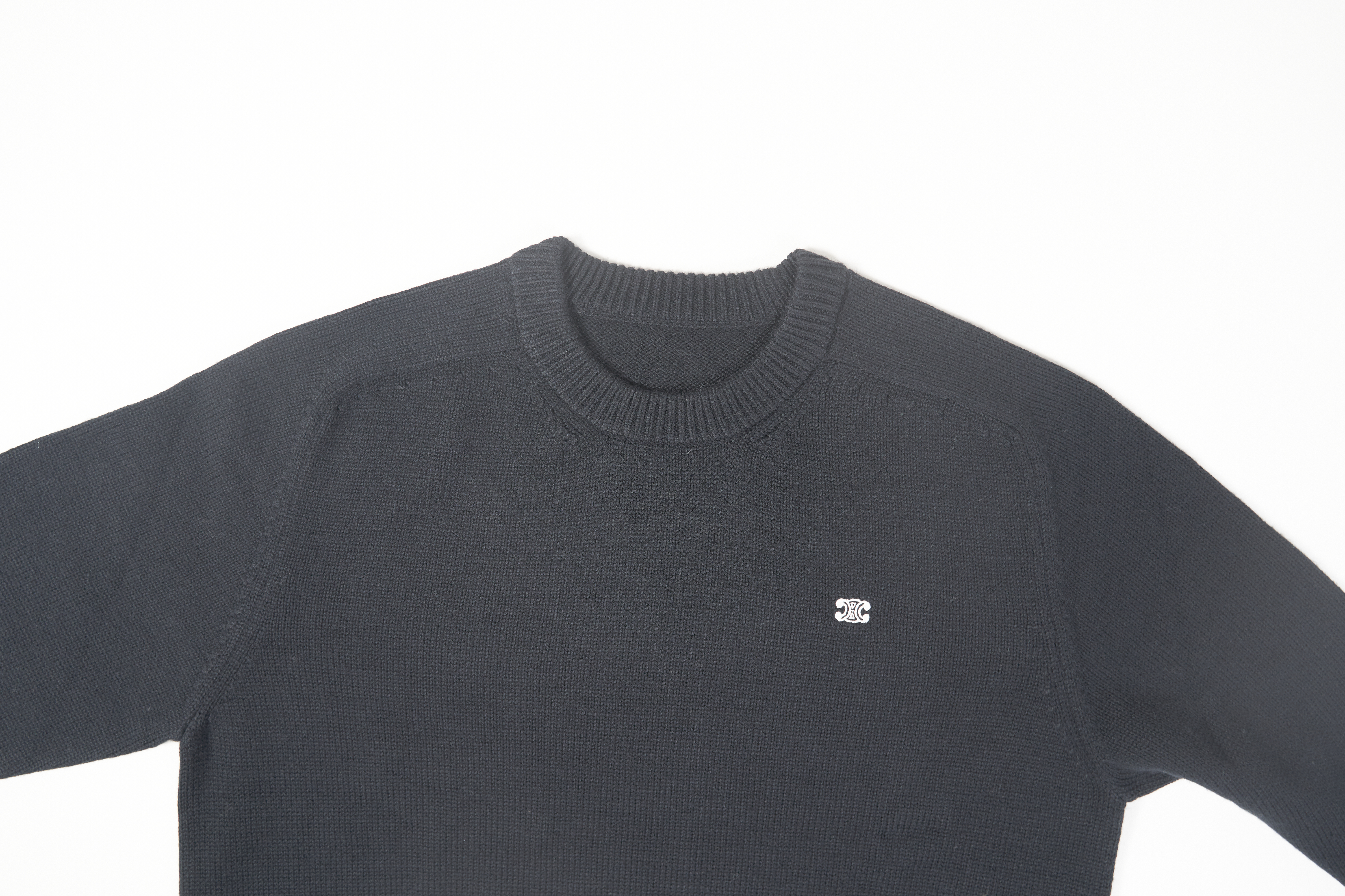 OBO CREW NECK SWEATER IN WOOL AND CASHMERE BLACK / OFF WHITE