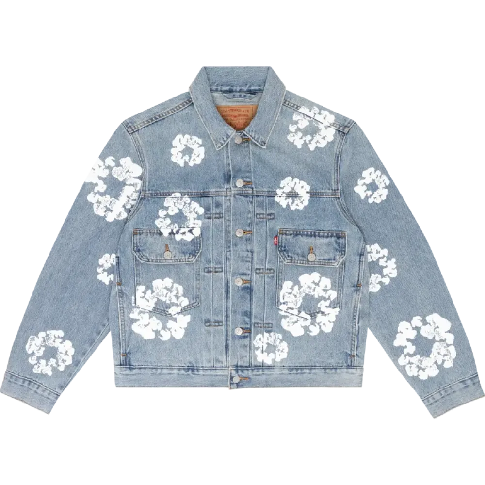 OBO Denim Tears Type - 2 All Over Wreath Light Wash Jacket