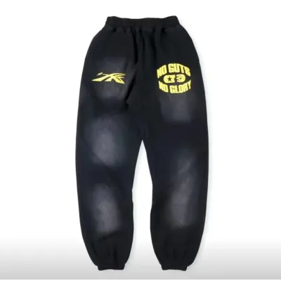 OBO Hellstar No Guts No Glory Flare Bottom Sweatpants Midnight Dye Black 01