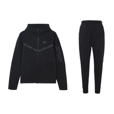 OBO Nike Sportswear Tech Fleece Full-Zip Hoodie & Joggers Set Black/Black 01