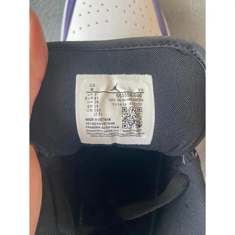 Air Jordan 1 Low Court Purple White 553558-500
