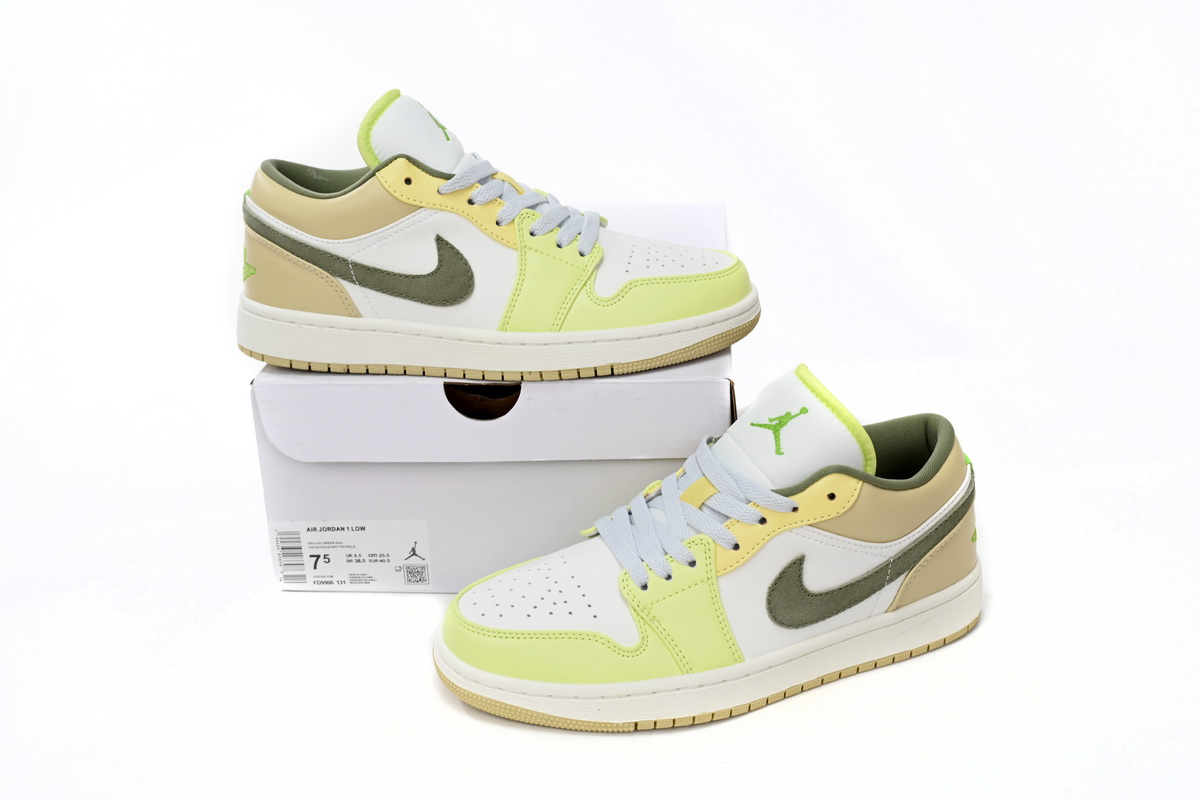 Air Jordan 1 Low Sail White Oil Green (Women's)  FD9906-131 