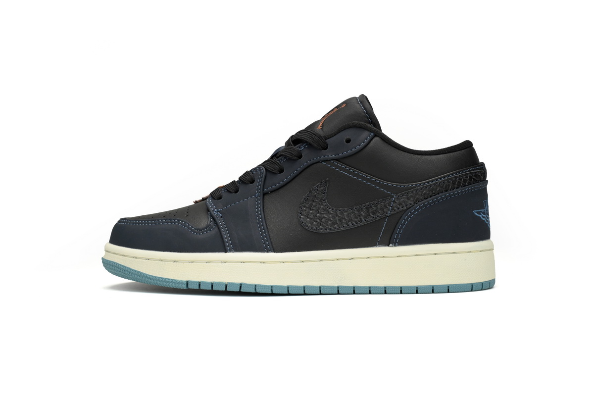 Air Jordan 1 Low SE Black Dark Obsidian Snakeskin (Women's)  FJ5478-010