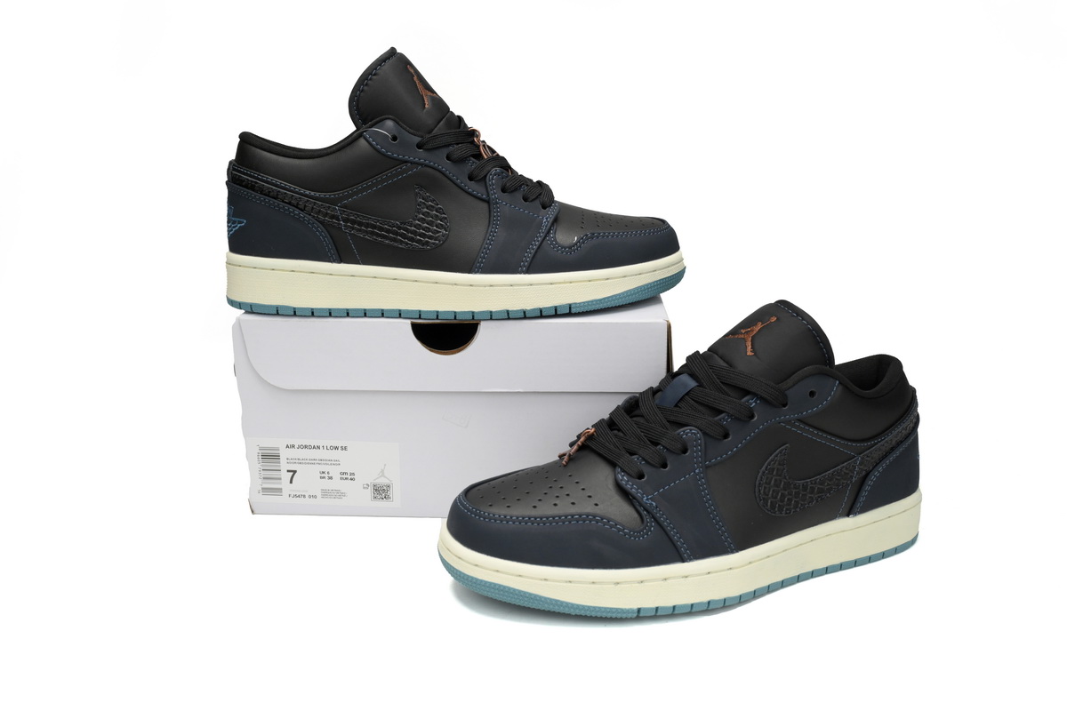 Air Jordan 1 Low SE Black Dark Obsidian Snakeskin (Women's)  FJ5478-010