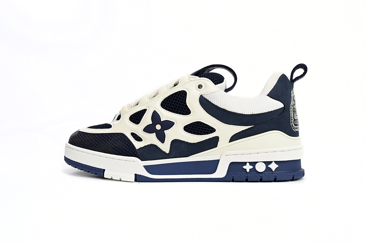 l**is V*t*n leather lace up fashionable board shoes blue 51bcolrb