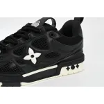  Louis Vuitton Leather lace up Fashionable Board Shoes Black 51BCOLRB