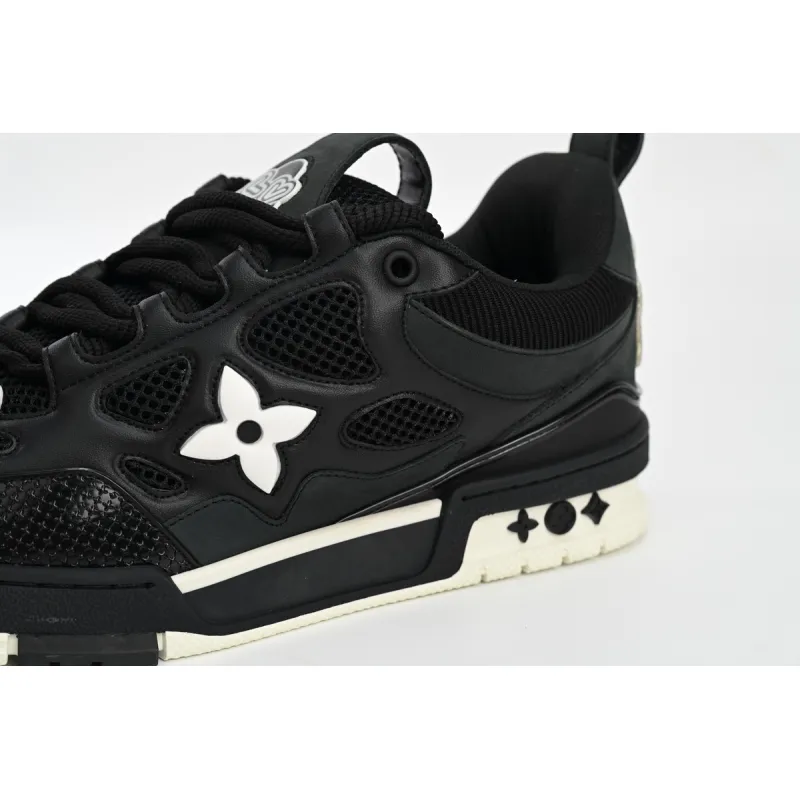  Louis Vuitton Leather lace up Fashionable Board Shoes Black 51BCOLRB