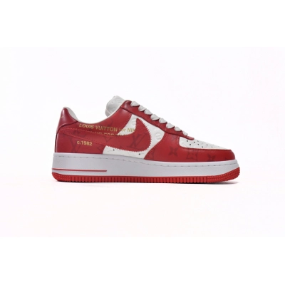  Louis Vuitton x Nike Air Force 1 White Red  MS0232 02