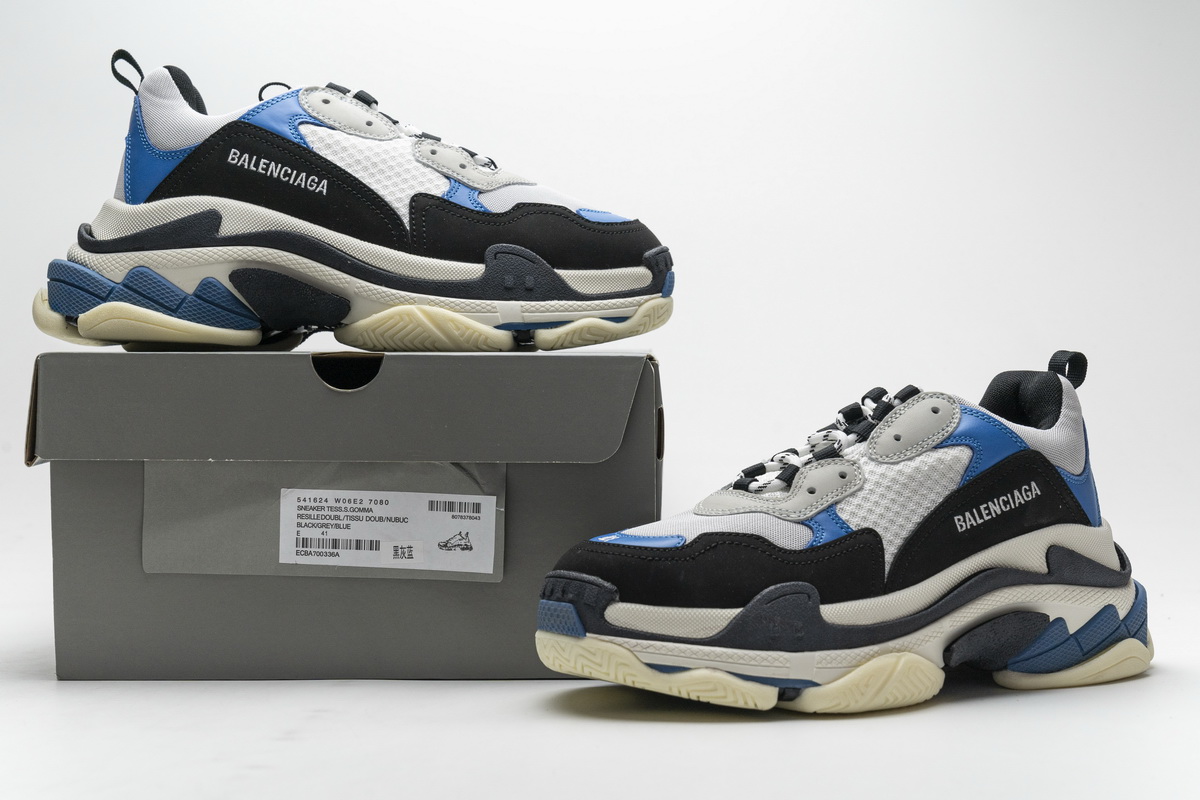 Balenciaga Triple S Black Grey Blue 541624 W06E2 7080