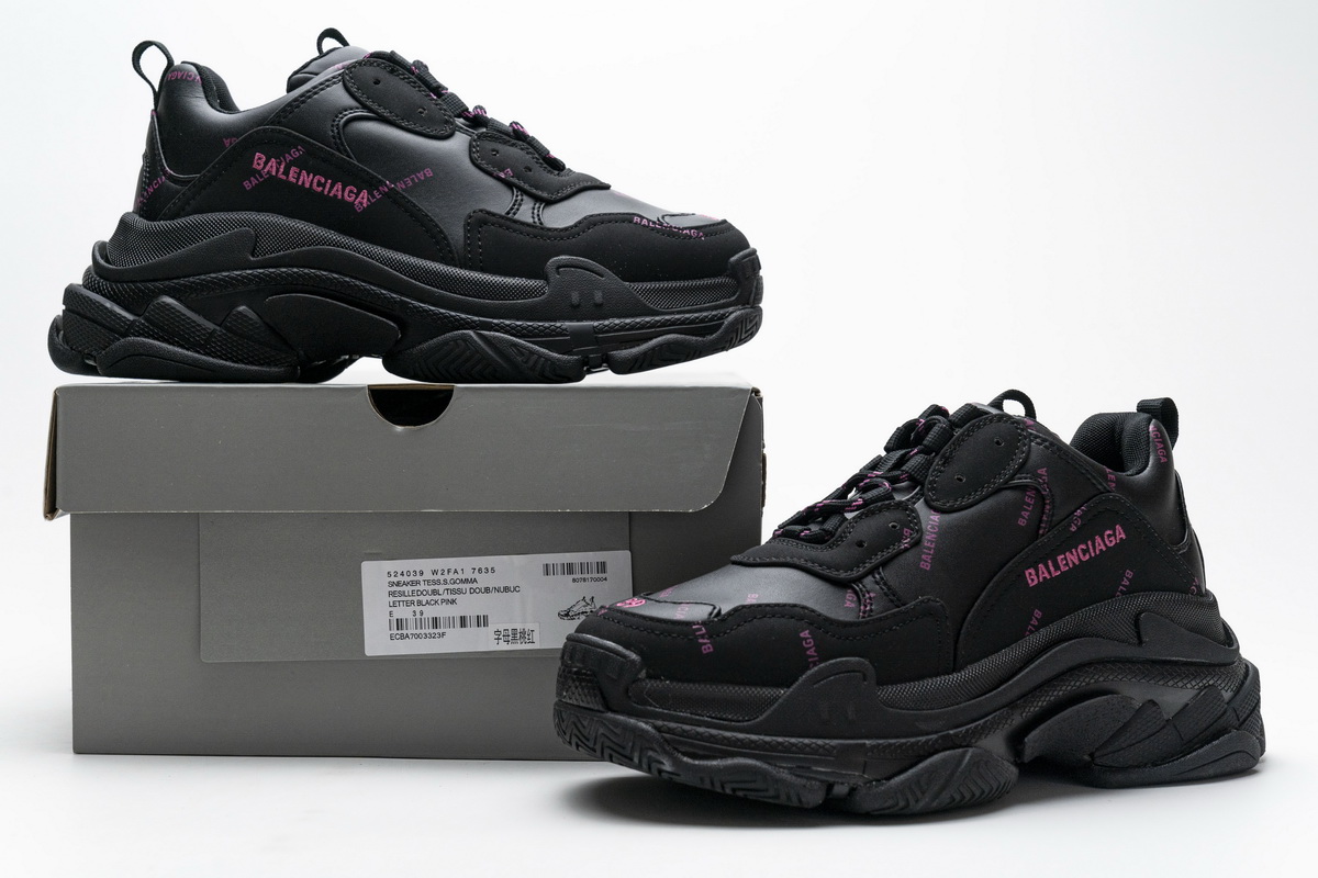 Balenciaga Triple S Letter Black Pink 524039 W2FA1 1022