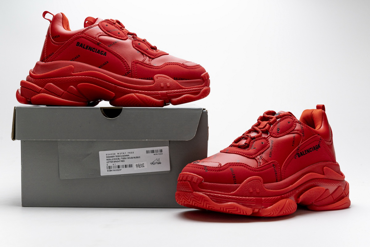 Balenciaga Triple S Letter Bright Red 524039 W2FA1 7632