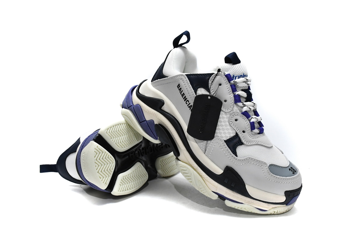 Balenciaga Triple S White Dark Blue 534217 W09E1 9000