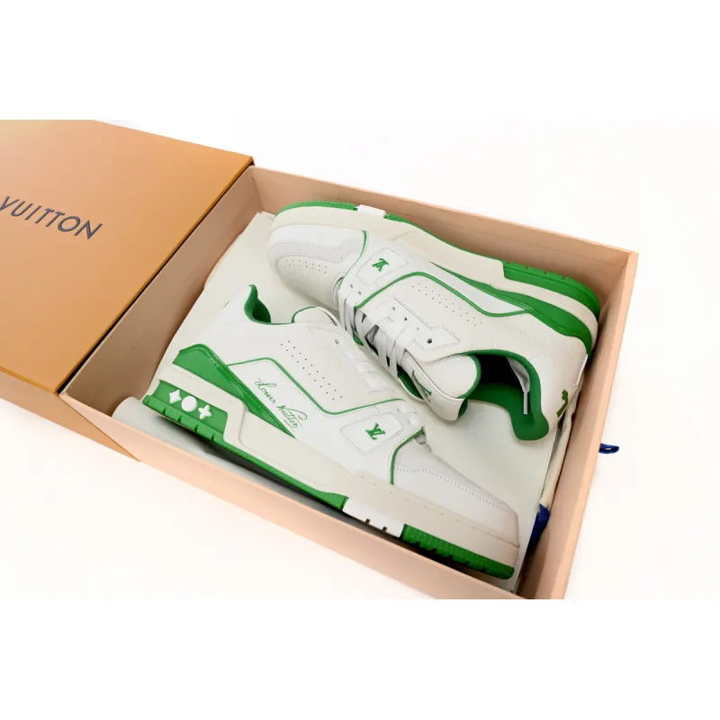 Louis Vuitton Trainer #54 Signature White Green 1ABNIS