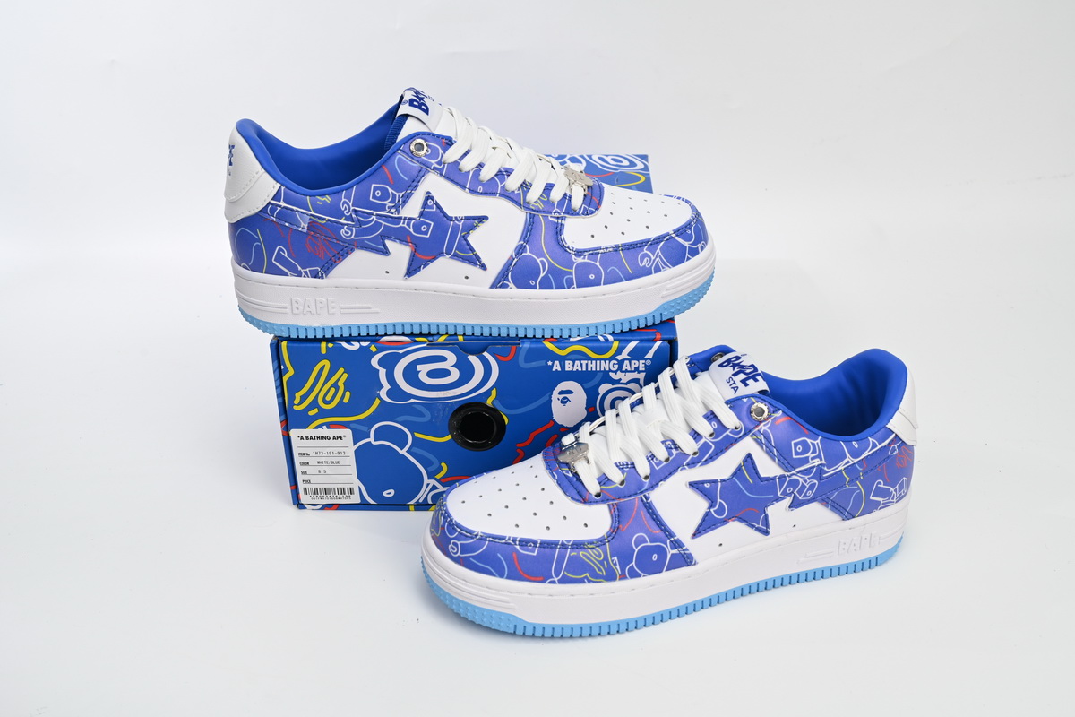 A Bathing Ape Bape Sta Low Black Blue Color Spray Painting 1H73 191 913