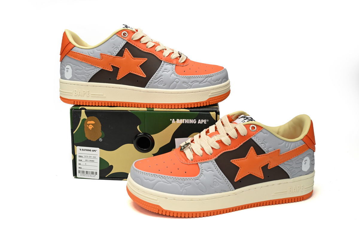 A Bathing Ape Bape Sta Low Grey Orange 1H70-291-002