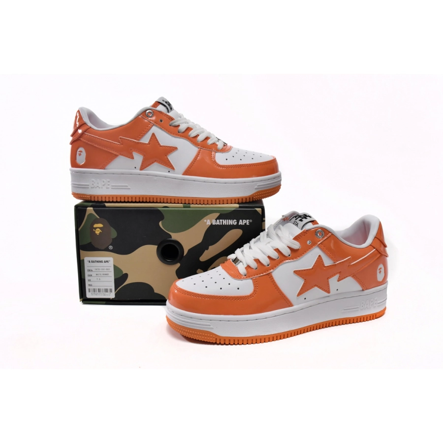 A Bathing Ape Bape Sta Patent Leather Orange White 1H70-191-001